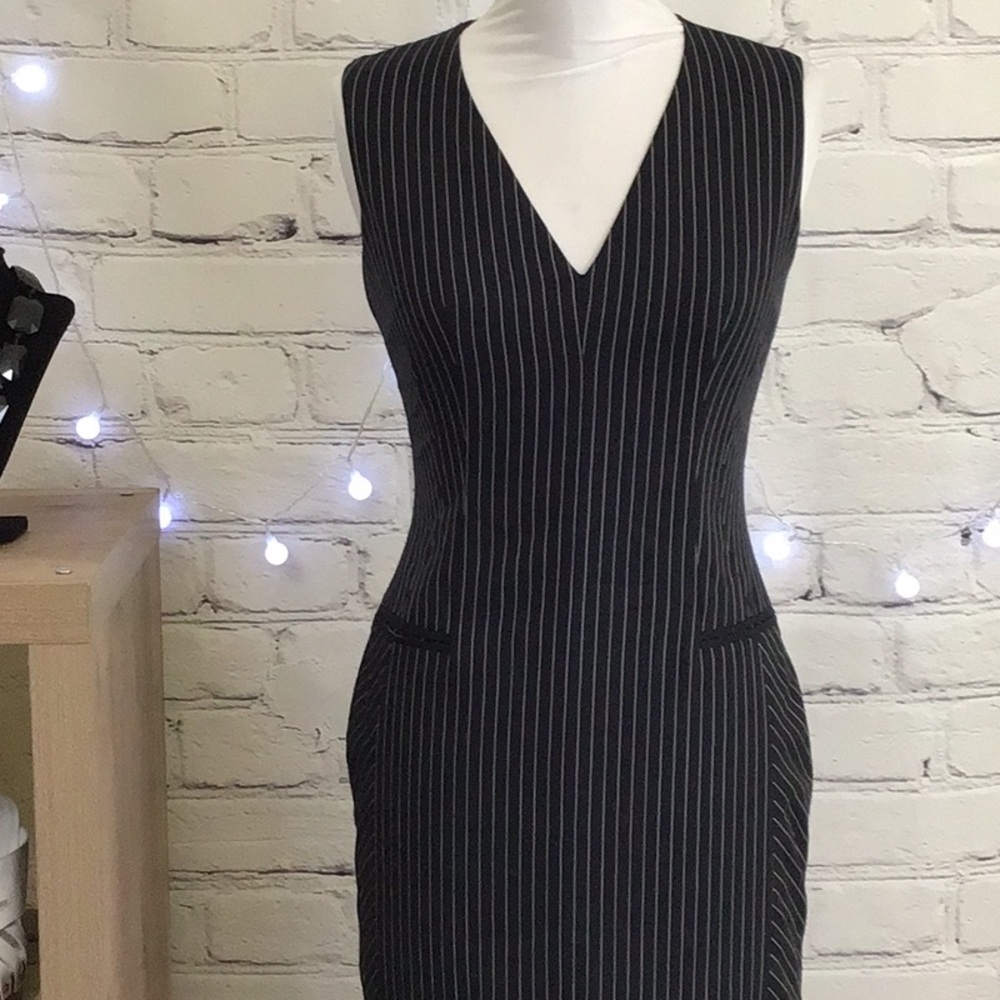 Altuzarra Navy Pinstripe Pencil Dress FRENCH size 34 - Picture 2 of 11